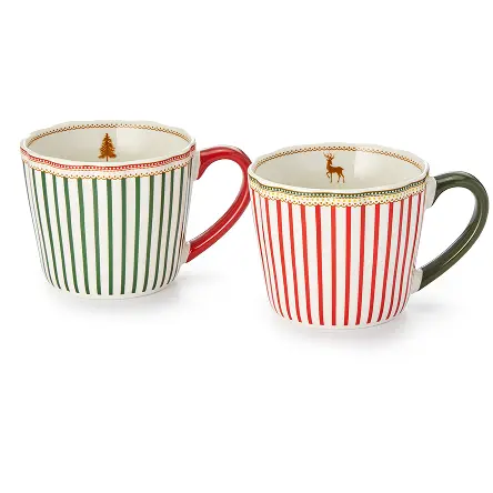 [010583] Set 2 Mug LIGNES FESTIVES