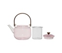 Théière verre LINEA rose