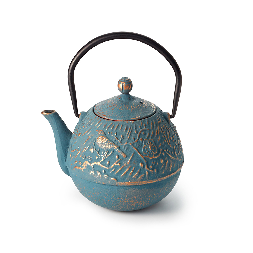 Théière en fonte 0,65L OISEAU turquoise