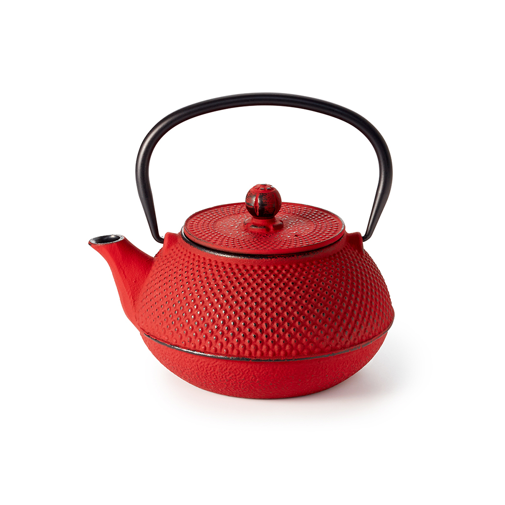 Théière en fonte 0,8L POINTILLE rouge