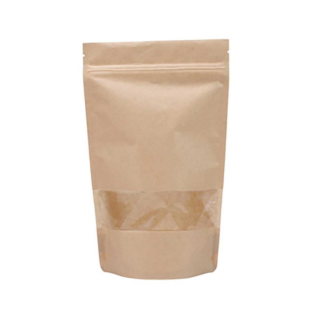 DOYPACK +/- 100g kraft av. fenêtre lot de 50