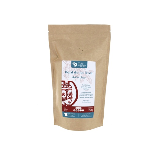 [001719] Café Congo BORD DU LAC SUD KIVU (Sachet 250g, Mouture filtre)