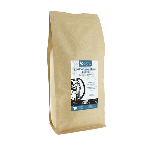[004391] Café Ouganda ELGEYO PUR MONT ELGON (Sac 1kg, Café en grain)
