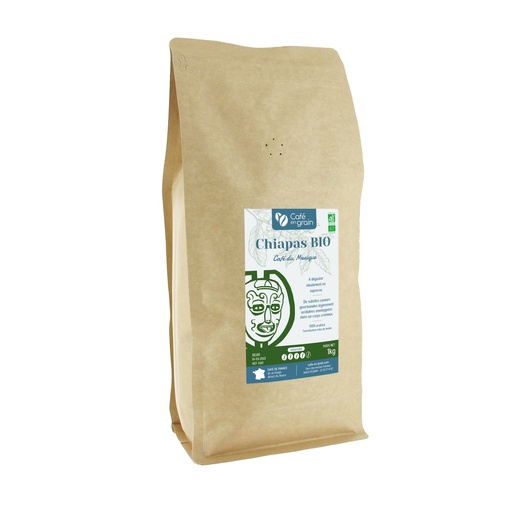 [007287] Café BIO* Mexique CHIAPAS (Sac 1kg, Café en grain)