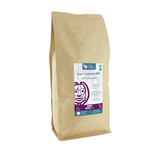 [007289] Café BIO* Guatemala SAN ANTONIO (Sac 1kg, Café en grain)