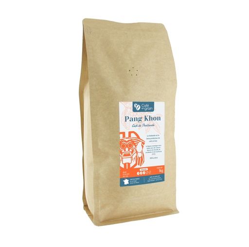 [007795] Café Thaïlande PANG KHON HILL TRIBE AKHA (Sac 1kg, Café en grain)