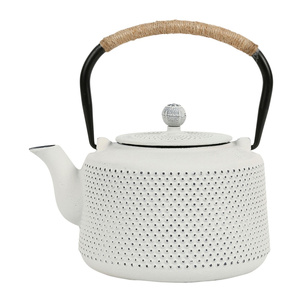 Théière en fonte 1.5L POINTILLÉ blanche