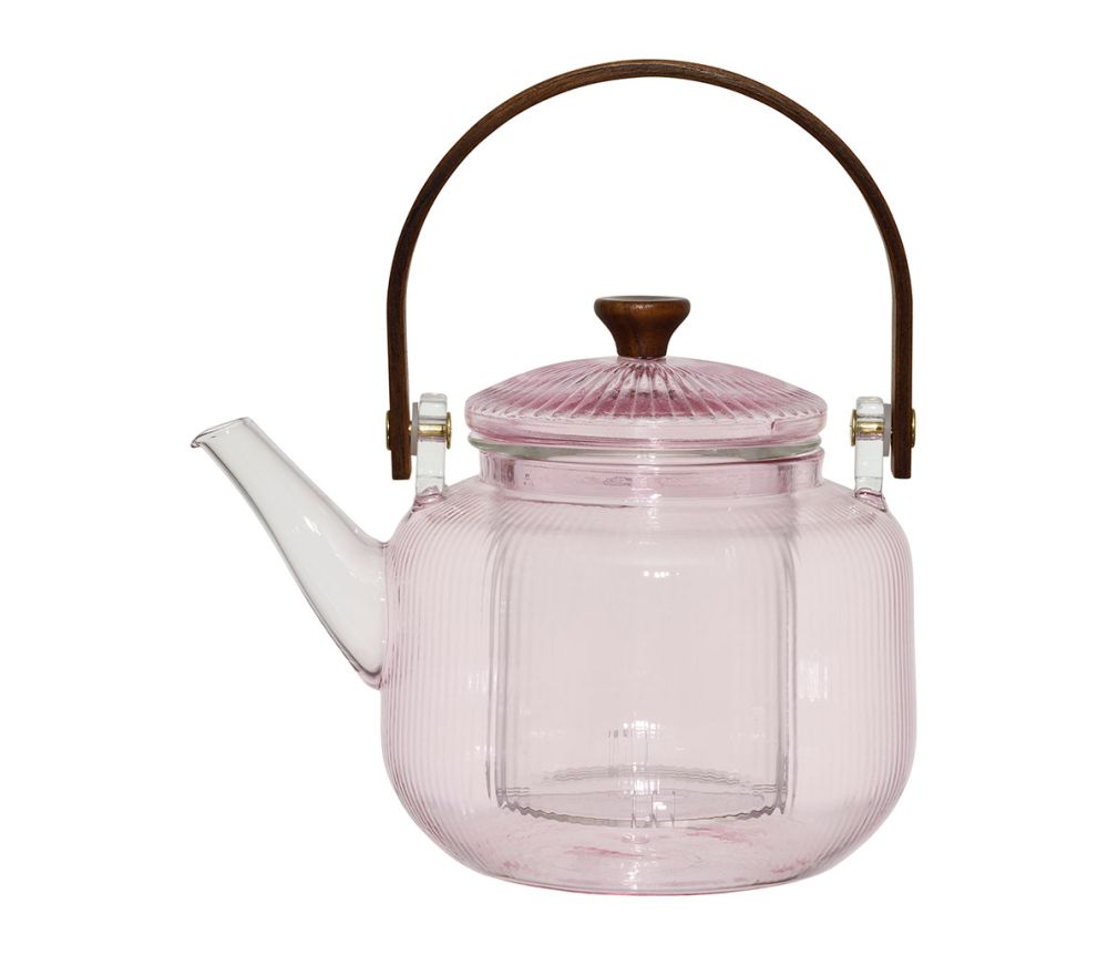 Théière verre LINEA rose
