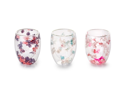 [010233] Set 3 gobelets verre double paroi JARDIN SECRET