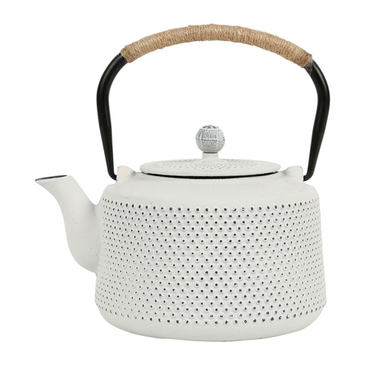 [010239] Théière en fonte 1.5L POINTILLÉ blanche